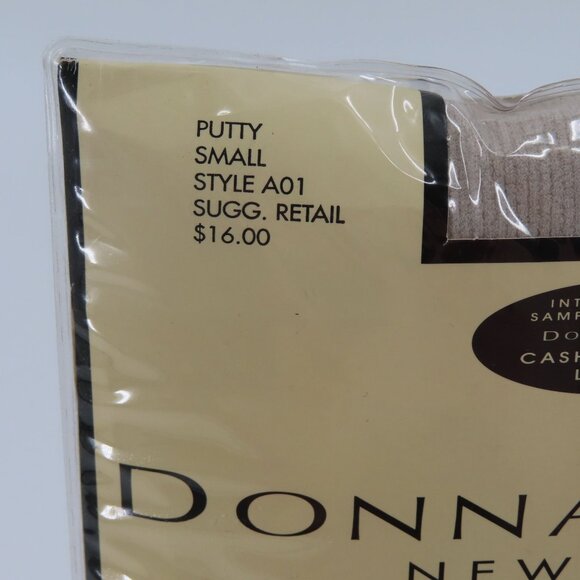 VTG Donna Karan Melange Rib Women Small Putty Pantyhose Tights NEW Open Box 1994 - Picture 2 of 9